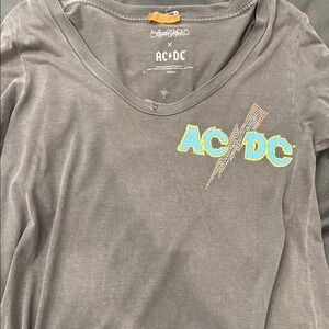 Lauren Moshi AC/DC Gray Tee with Vibrant Logo